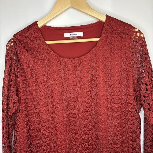 Tanjay Women’s Lined Soft Lace Long Sleeve Stretch Blouse S - photo 2