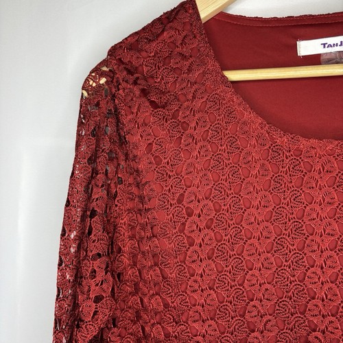 Tanjay Women’s Lined Soft Lace Long Sleeve Stretch Blouse S - photo 3