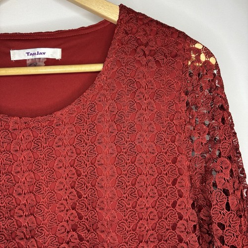 Tanjay Women’s Lined Soft Lace Long Sleeve Stretch Blouse S - photo 4