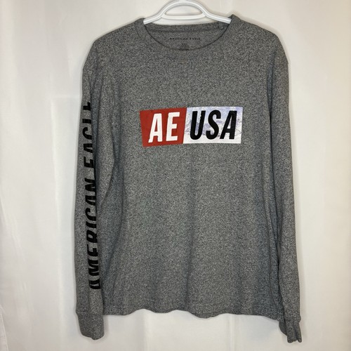 American Eagle Men’s Long Sleeve 100% Cotton Crew Neck Shirt