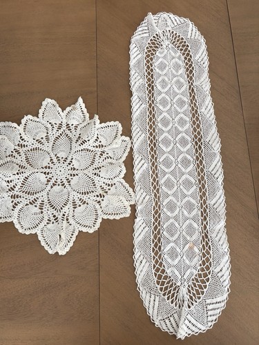 VINTAGE Set of 2 HANDMADE Table/Dresser Runner Doilies