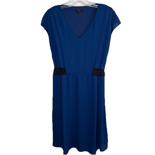 RW & CO Royal Blue Pleated Sleeveless V-Neck Dress - Medium