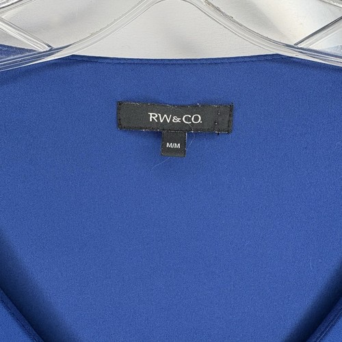 RW & CO Royal Blue Pleated Sleeveless V-Neck Dress - Medium - photo 3