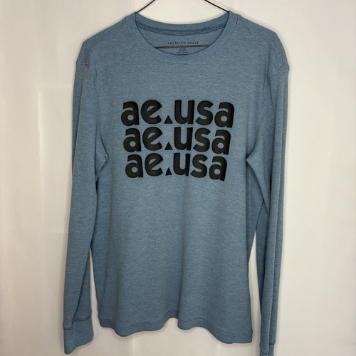 American Eagle Men’s Long Sleeve Cotton Crew Neck Shirt Med
