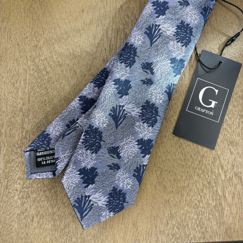 Grafton NWT Youth/Teen Silk Tie, Grey Navy Light Purple