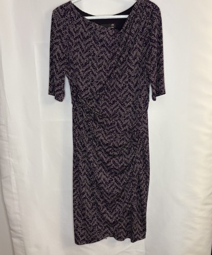Laura Flattering Women’s Plum & Beige Wrap Dress Size 10