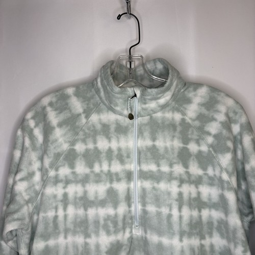 EDDIE BAUER WOMENS 1/4 Zip Fleece Pullover Mint Green & White - photo 2