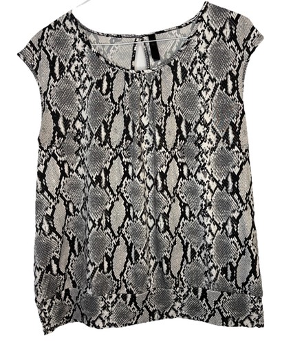 UNBRANDED Women's Plus Size 1X SNAKESKIN Black Gray White Pleate
