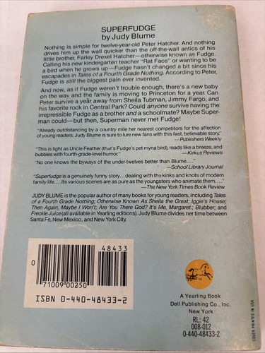 VINTAGE JUDY BLUME YOUNG ADULT BOOK Superfudge, 1983 Print - photo 2