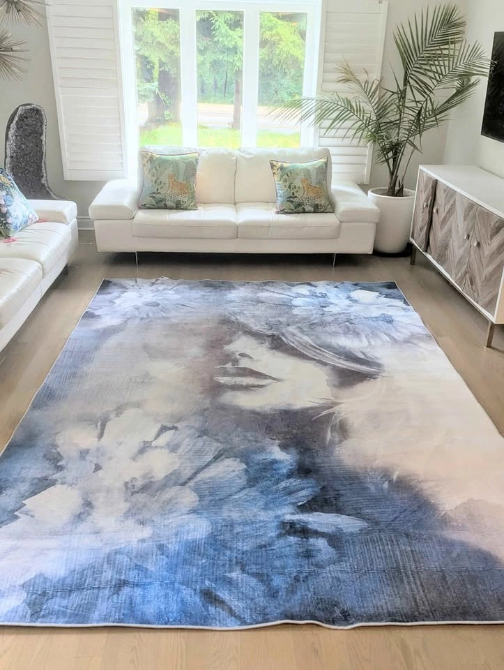 Brand new rug 7ft 7in x 10ft 5in, blue gray off-white
