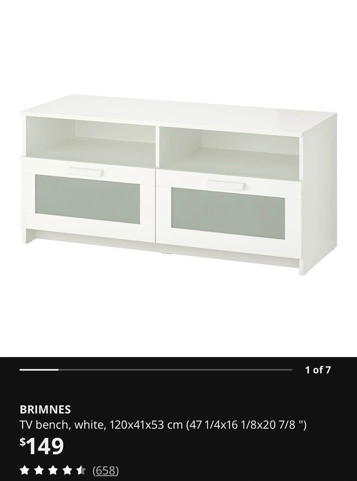 IKEA BRIMNES TV Bench / Media Console – White – Moving Sale! - photo 4