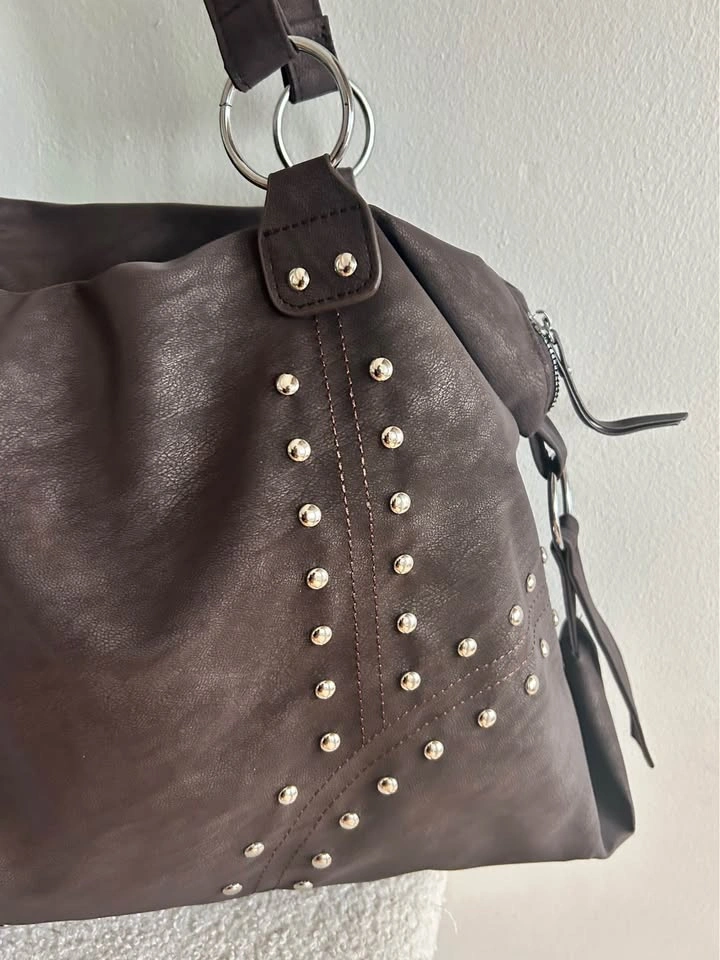 Brown PU suede everyday shoulder bag - photo 2