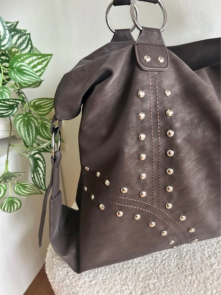 Brown PU suede everyday shoulder bag - photo 3