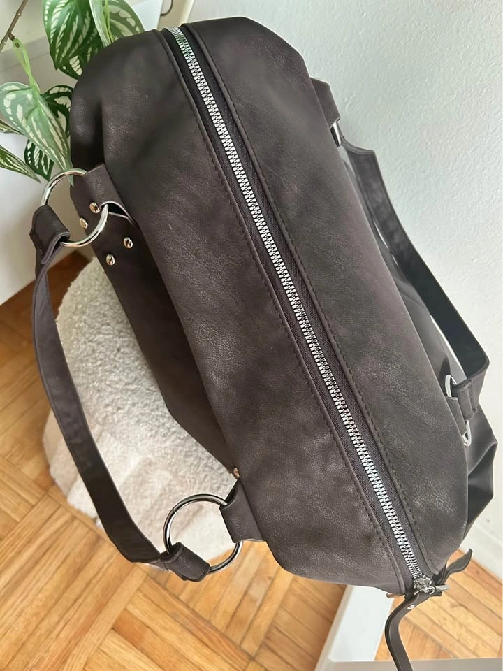Brown PU suede everyday shoulder bag - photo 4