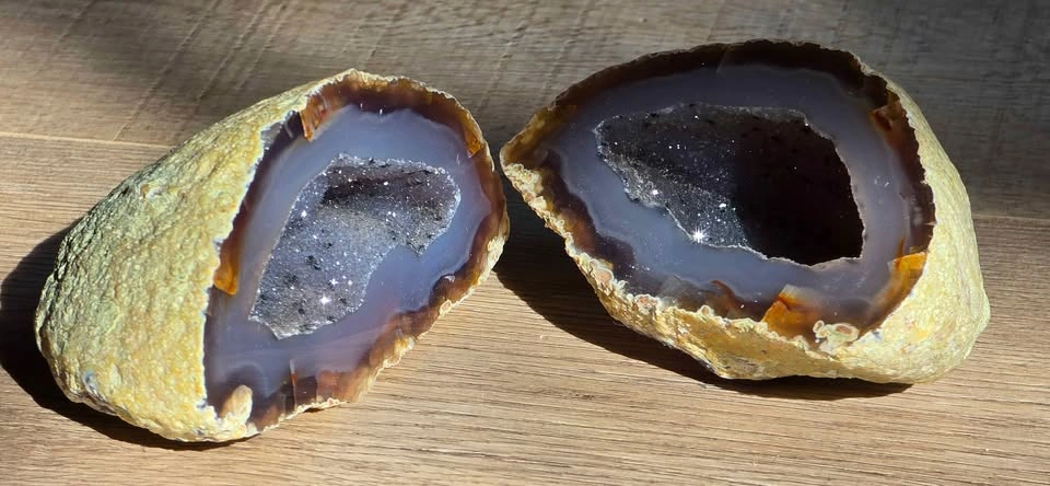 Natural Agate Geode Pair - photo 2
