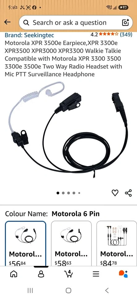 Motorola XPR 3500e Earpiece for XPR 3300e XPR3500 XPR3000