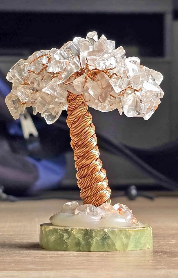 Clear Quartz Crystal Copper Wire Tree