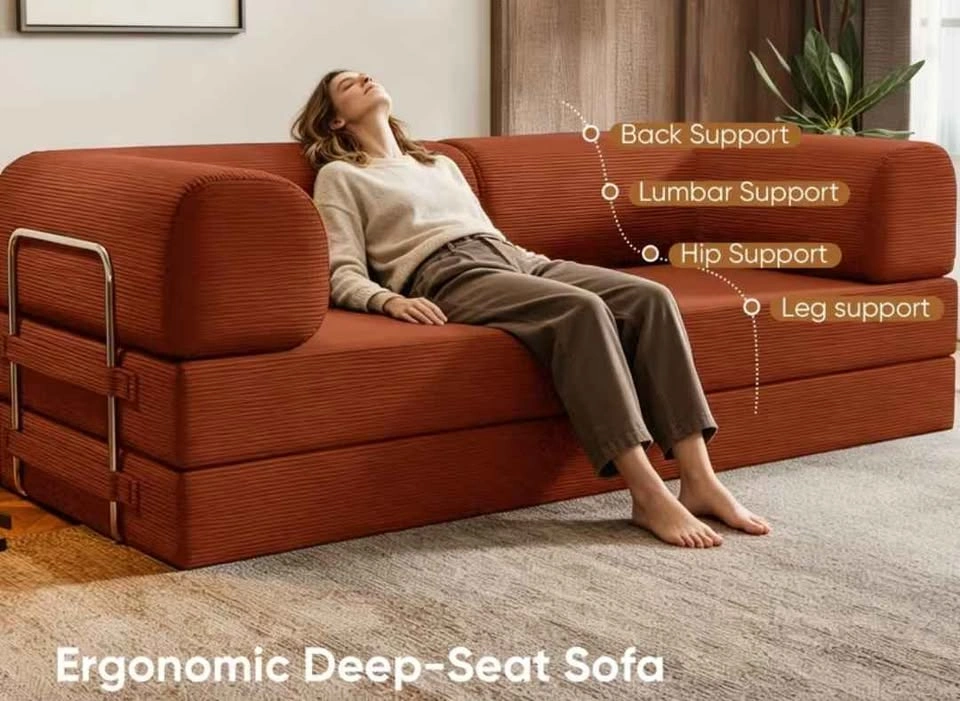 Brand New Boneless 5-in-1 Convertible Modular Sofa Bed - photo 2