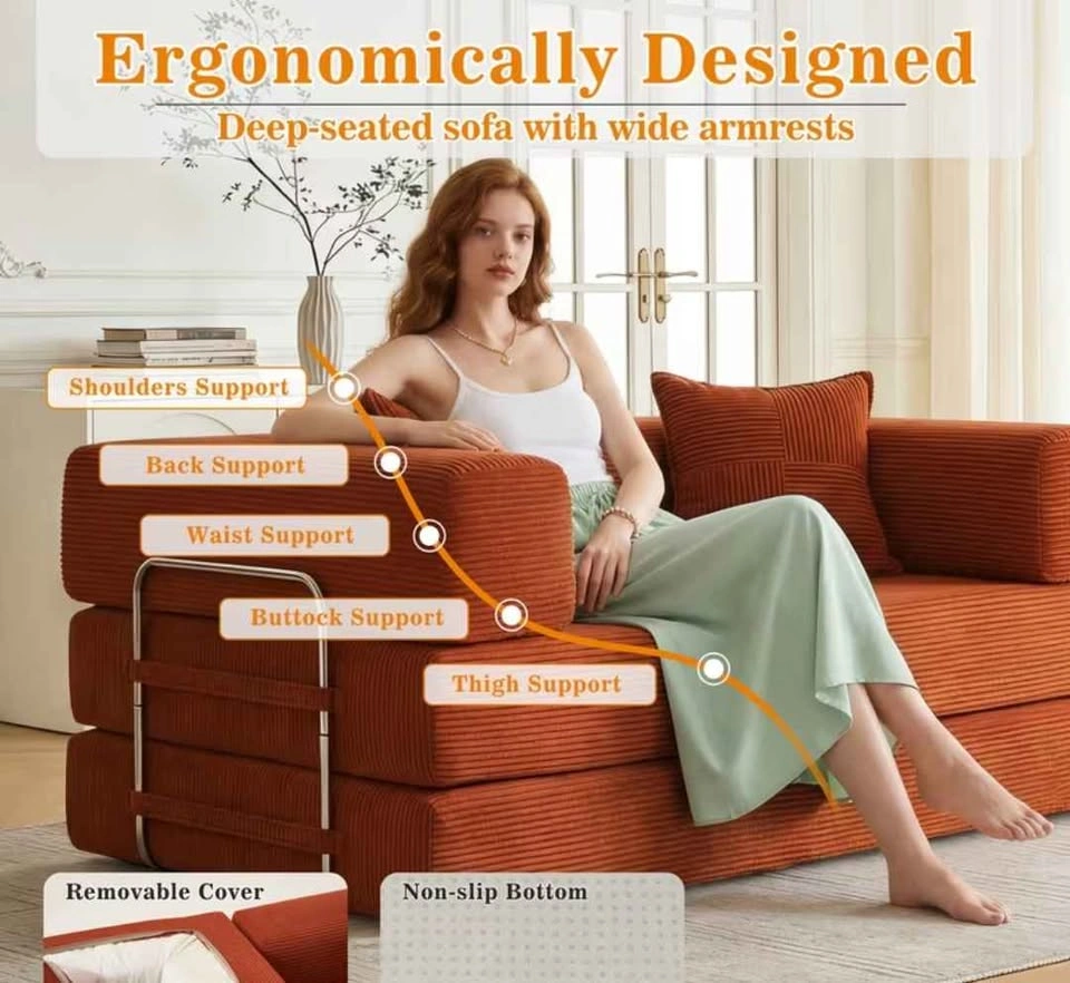 Brand New Boneless 5-in-1 Convertible Modular Sofa Bed - photo 3