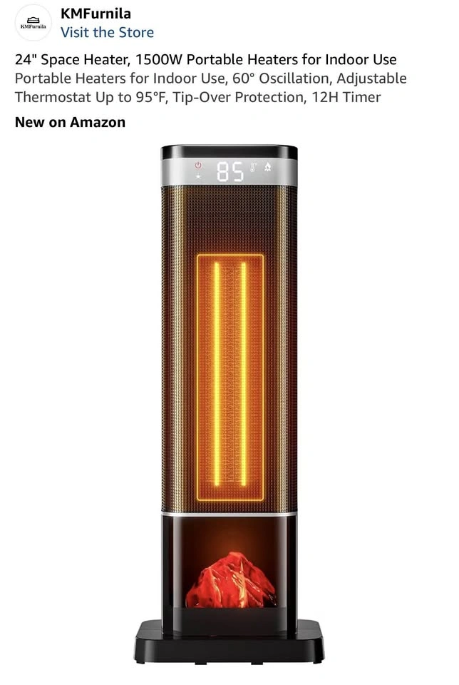 24" Space Heater, 1500W Portable Heaters for Indoor Use