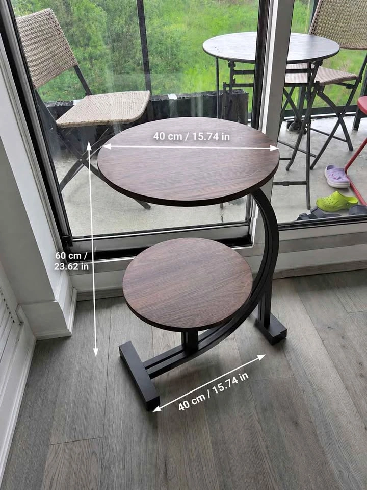 Brand New In Box Modern C-Shaped 2-Tier Side Table