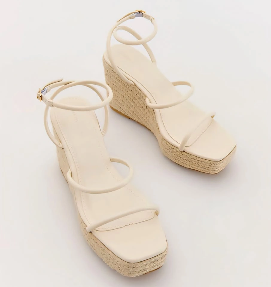 Zara Cream Espadrille Platform Wedge Sandals – Size 39 | Like