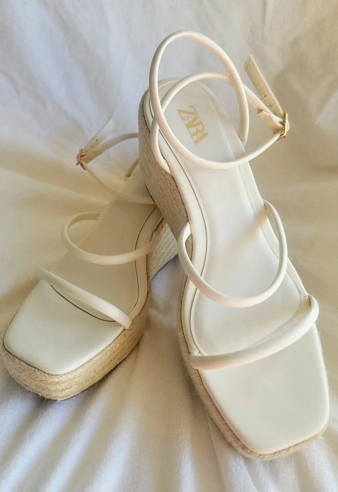 Zara Cream Espadrille Platform Wedge Sandals – Size 39 | Like - photo 5