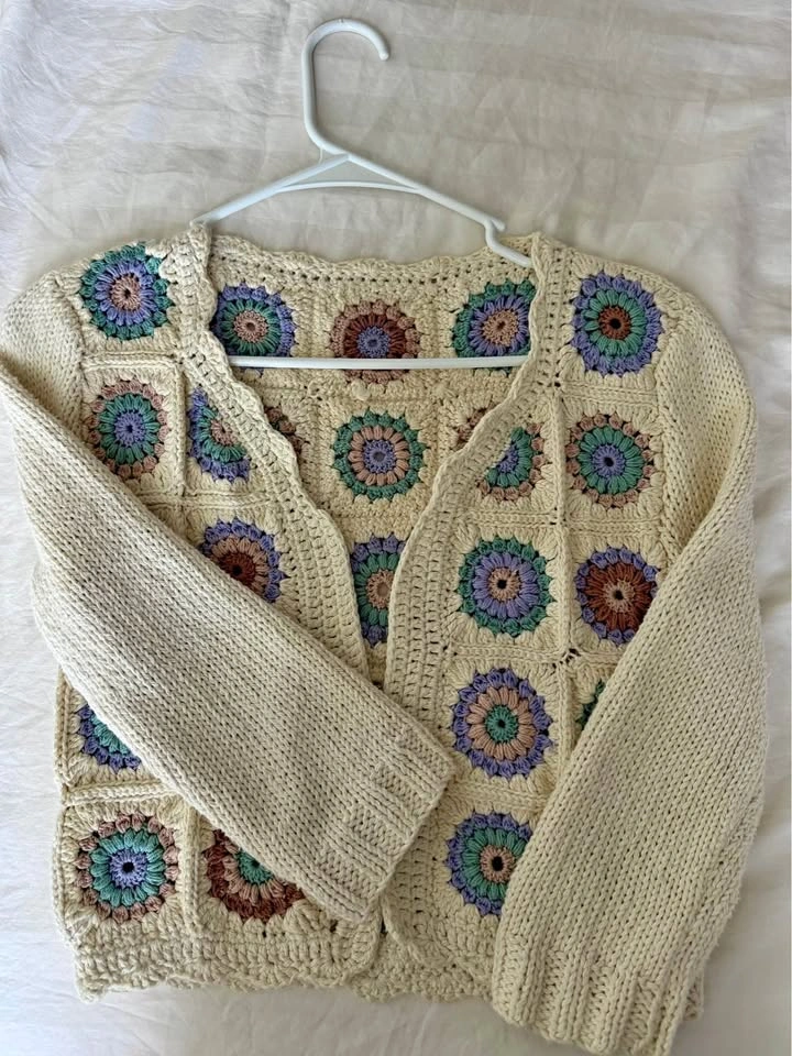 Handmade crochet crop jacket