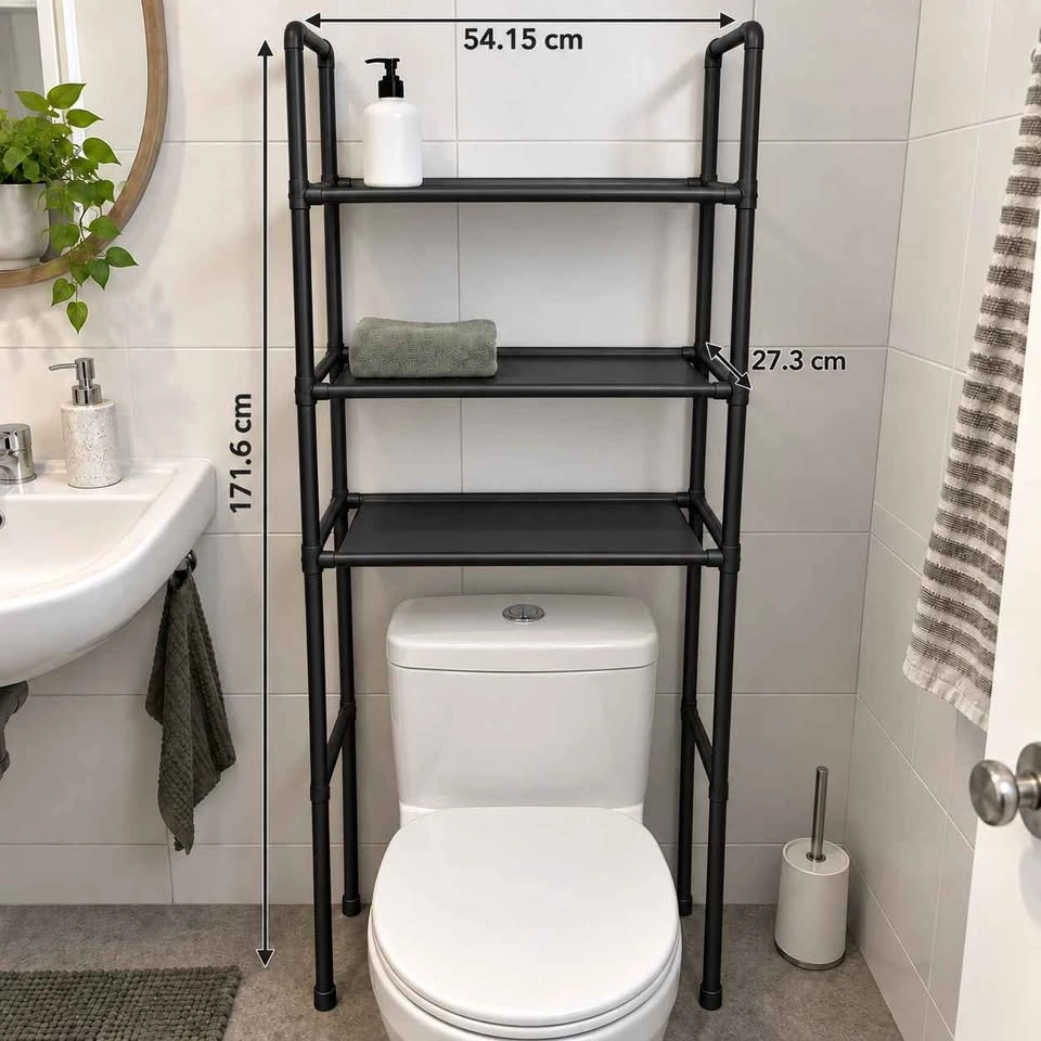 Over-the-Toilet Storage Rack – Metal Tubes & Non-Woven Fabric Sh - photo 2