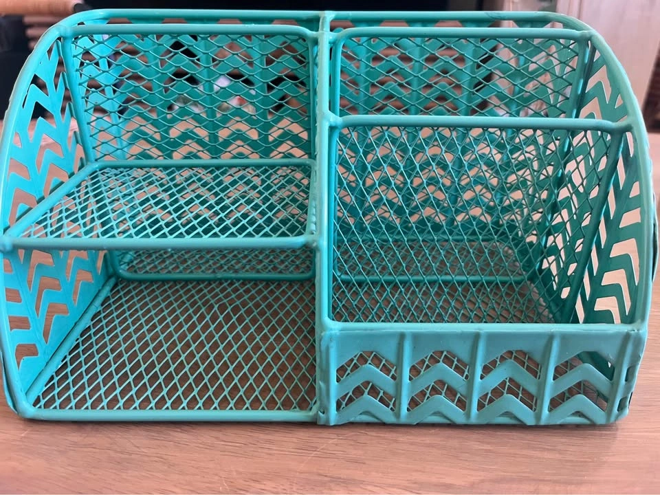 Teal and Gold Metal Mesh Desk Organizers - photo 2