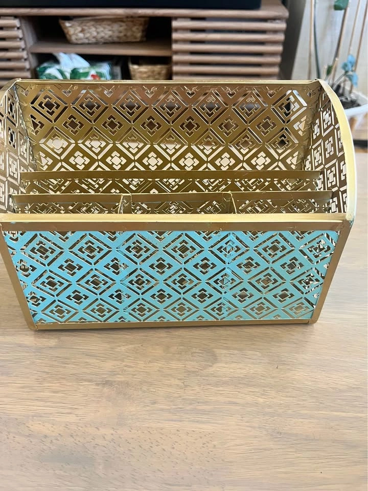 Teal and Gold Metal Mesh Desk Organizers - photo 5