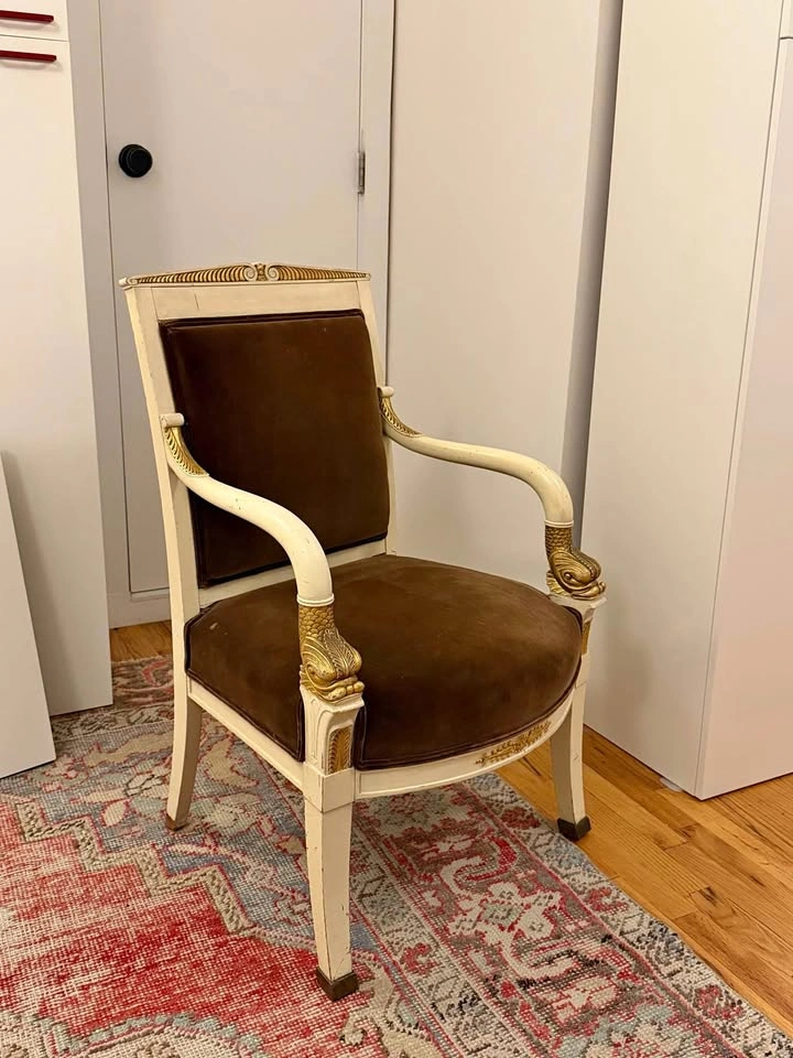 Antique Empire style fauteuil armchair