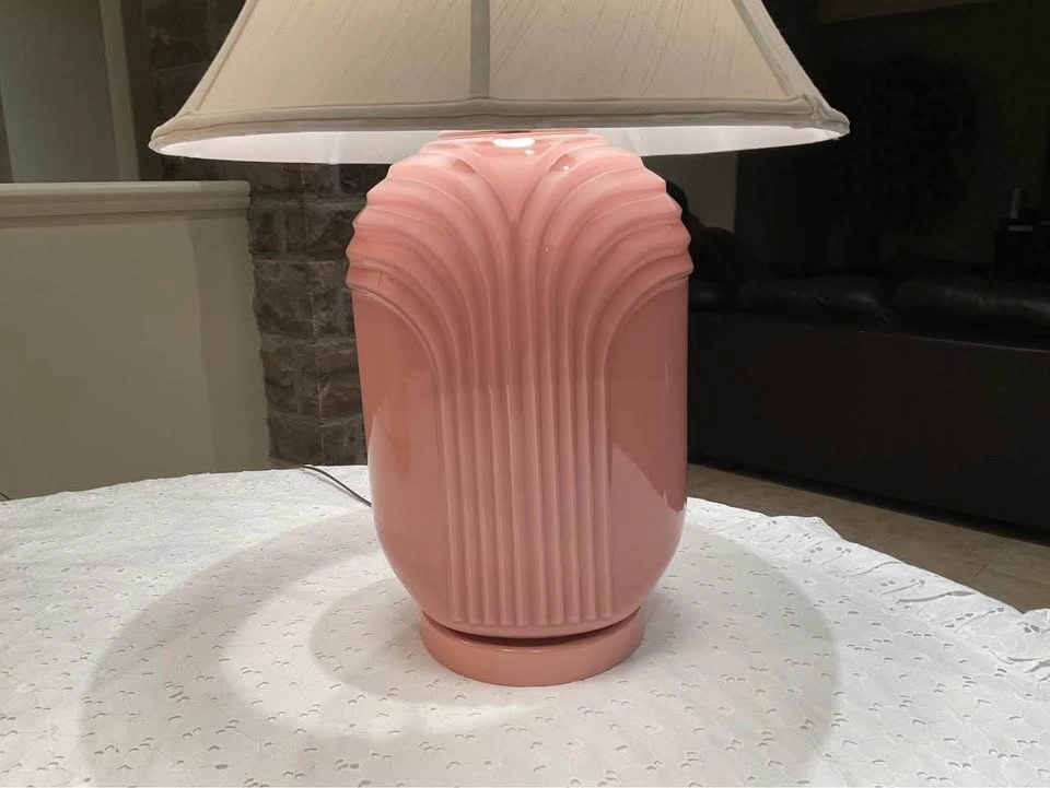 Table Lamps PAIR Ceramic Fluted Shell Design 1980’s - photo 3