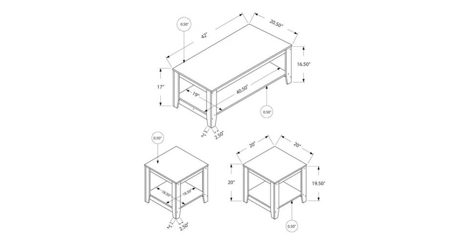 Monarch Specialties Table Set, 3pcs Set - photo 3