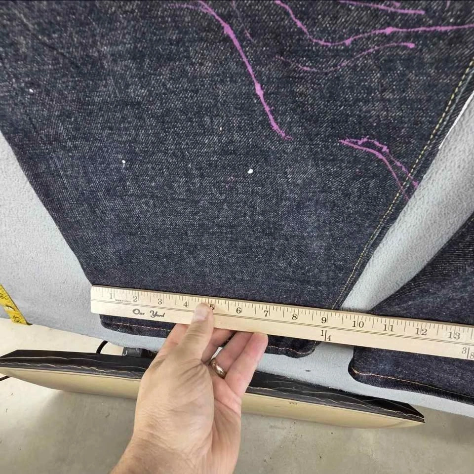 Non Stock Jeans Mens 34x32 Blue Selvedge Raw Denim Paint Splatte - photo 5