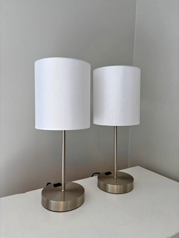 Set of 2 Touch Control Table Lamps with USB & AC Outlet
