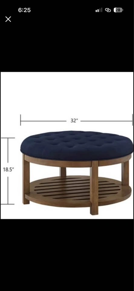 BRAND NEW – Large Navy Blue Tufted Ottoman Coffee Table - photo 3