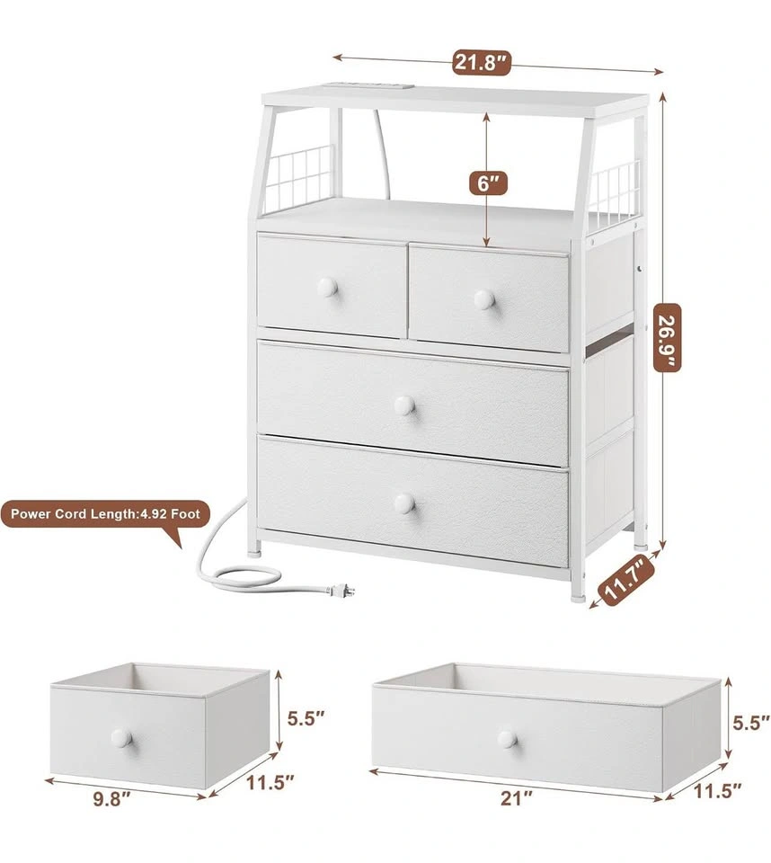 Brand new white nightstand, 4 Drawer, LED Lights - photo 3