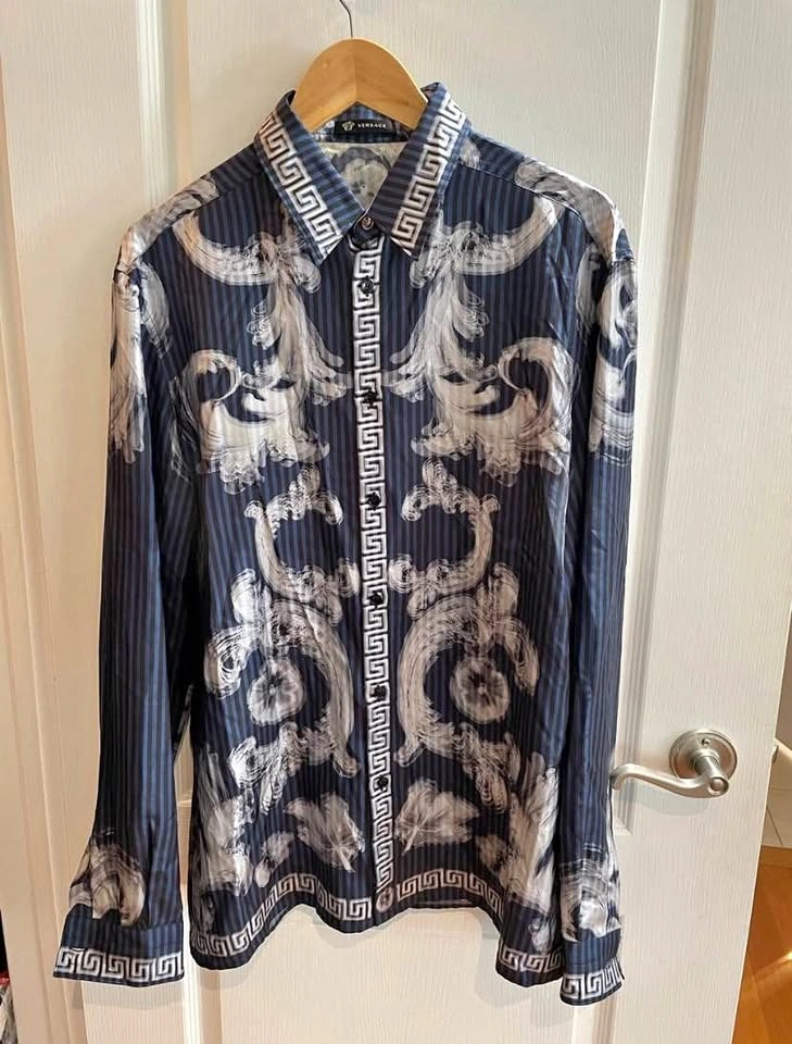 Versace Medusa Greca Print Silk Shirt