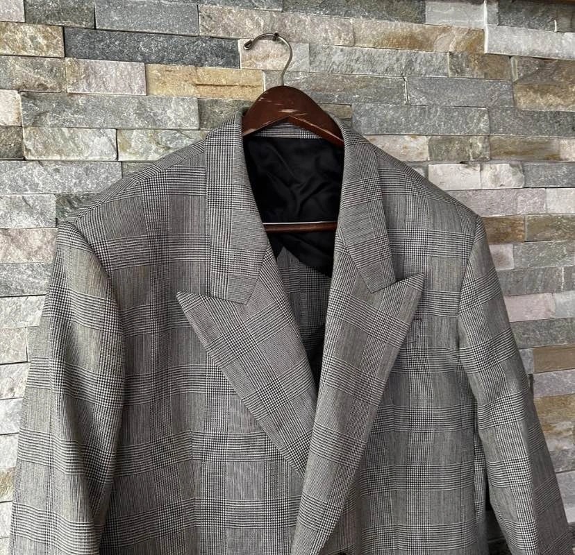 Versace Prince of Wales Check Double-Breasted Blazer Size 52 - photo 3