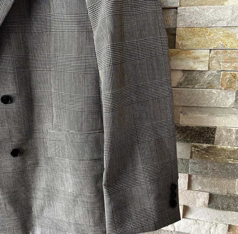 Versace Prince of Wales Check Double-Breasted Blazer Size 52 - photo 4
