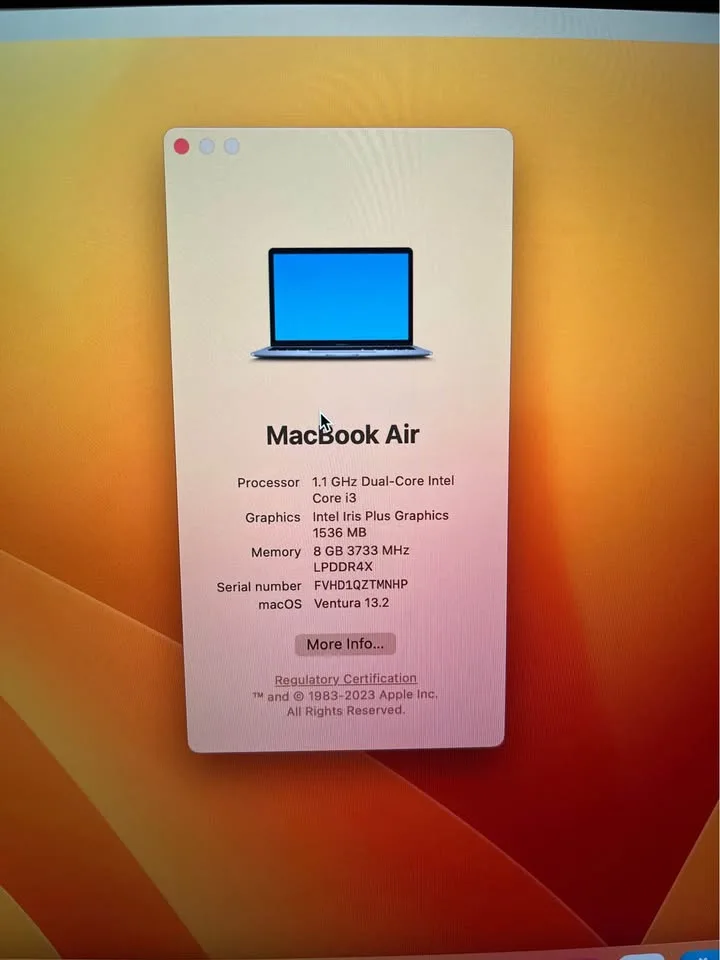 2020 MacBook Air 13” 8GB 256SSD image indicator(5)