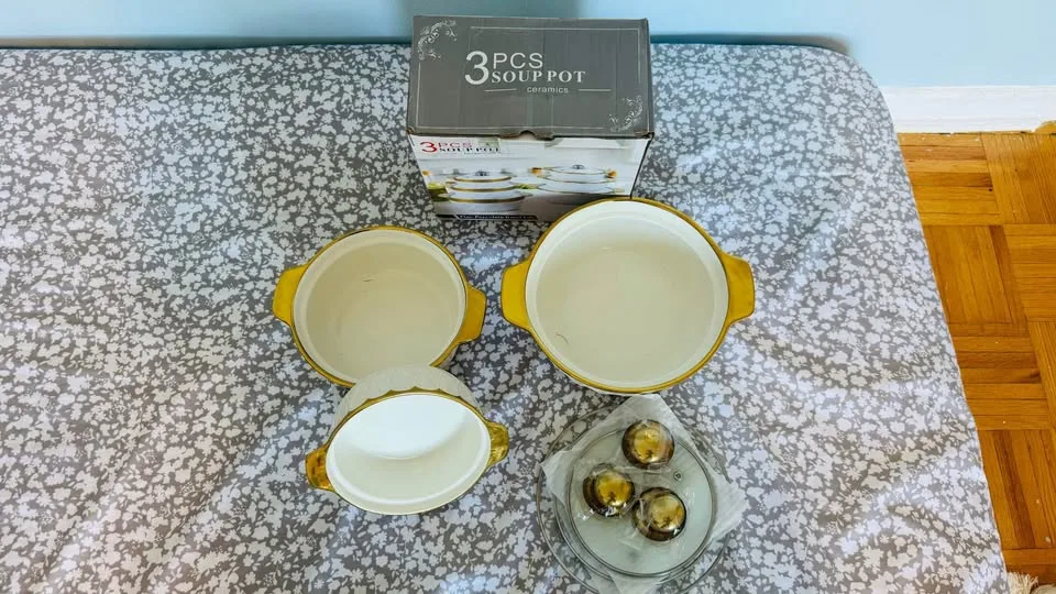 3-Piece Ceramic Soup Pot Set image indicator(3)