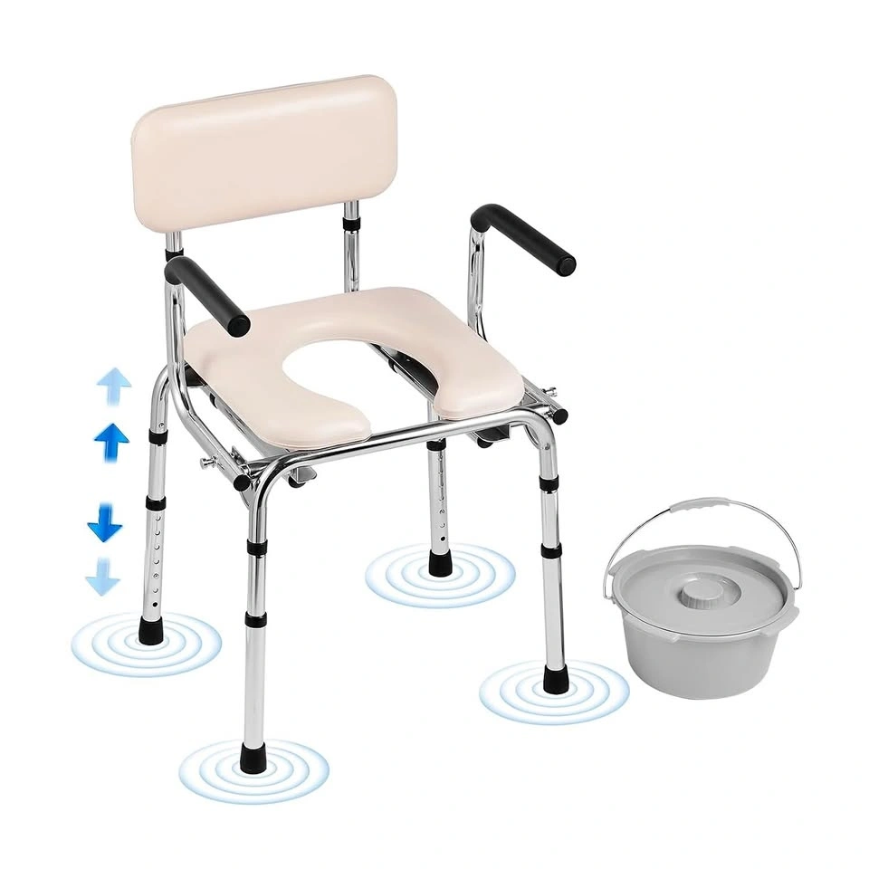 New Padded Adjustable Height Portable Toilet with Bucket