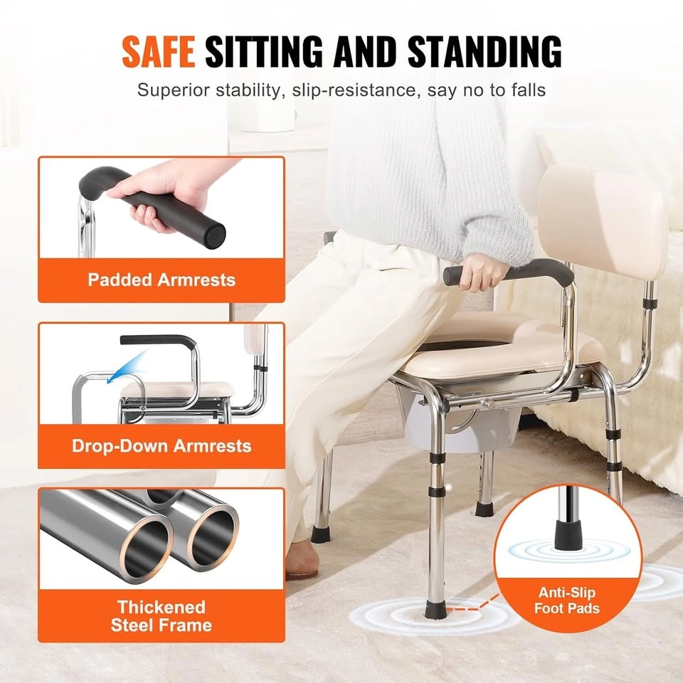 New Padded Adjustable Height Portable Toilet with Bucket - photo 4