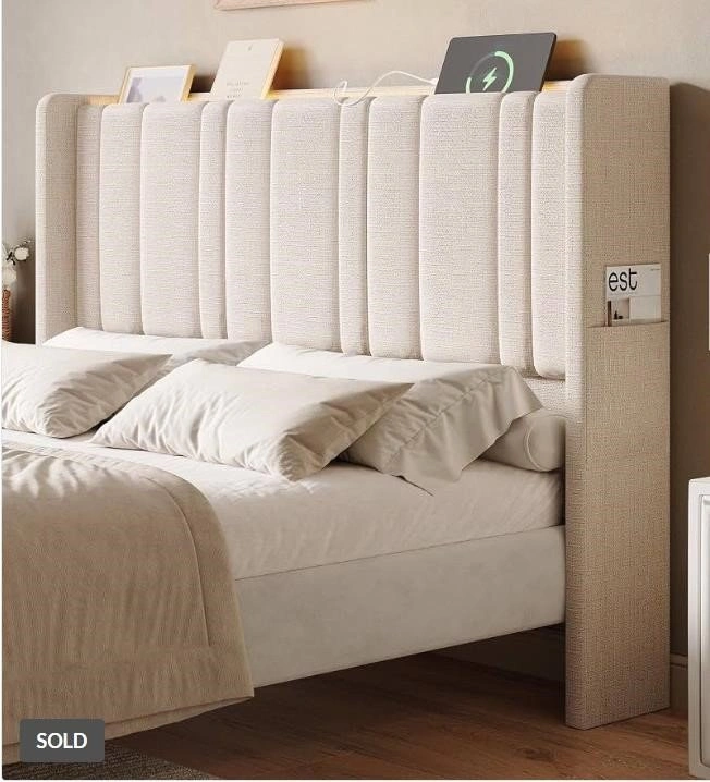 Queen Size Headboard with LED Light & Charging Station- New! - photo 2