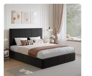Full Velvet Upholstered Platform Bed with Adjustable Headboard - photo 3