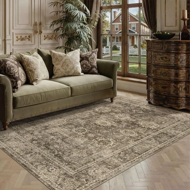 4x6 Area Rug for Entrance Brown Vintage Carpet - photo 2
