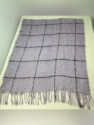 Kate And Leo Purple Plaid Blanket Scarf Fringe Winter Wrap - photo 2