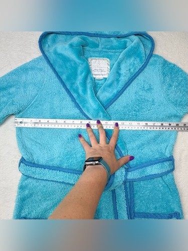 Bluenotes Blue Fluffy Hooded Robe Plush Lounge Size M - photo 4